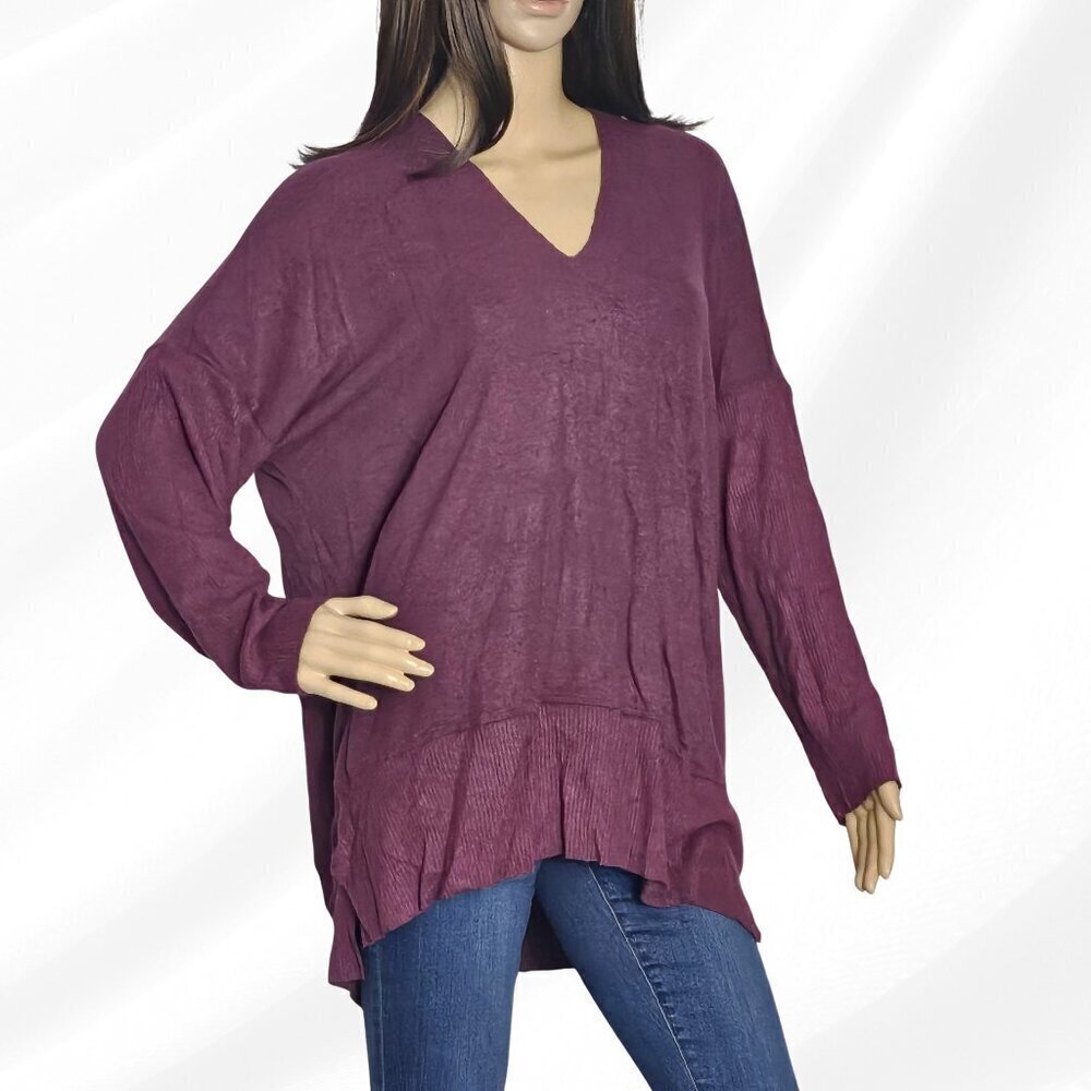 2/$50 Style & Co Womens Plus Ribbed V Neck Sweater 1X NWT